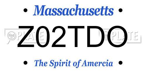 Z02TDO Massachusetts License Plate