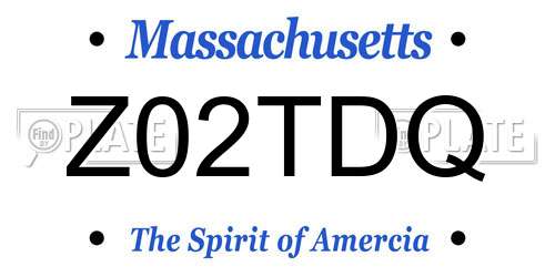 Z02TDQ Massachusetts License Plate