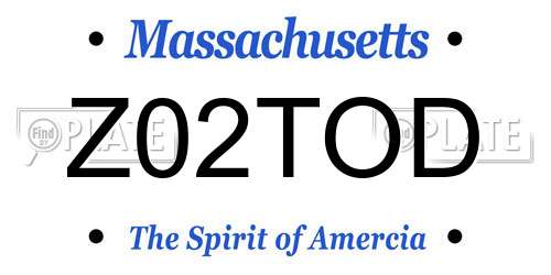 Z02TOD Massachusetts License Plate