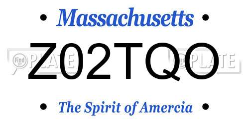 Z02TQO Massachusetts License Plate