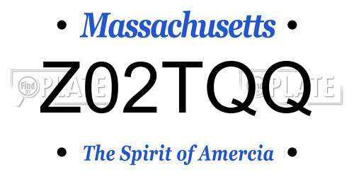 Z02TQQ Massachusetts License Plate