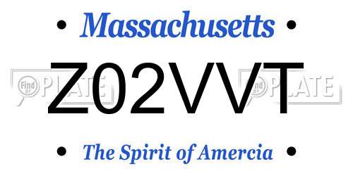Z02VVT Massachusetts License Plate