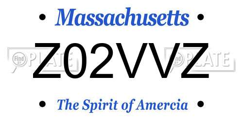 Z02VVZ Massachusetts License Plate