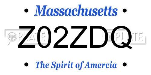 Z02ZDQ Massachusetts License Plate