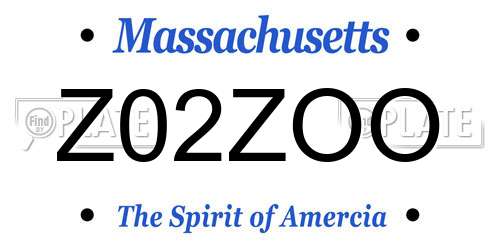 Z02ZOO Massachusetts License Plate