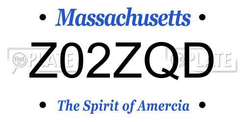 Z02ZQD Massachusetts License Plate