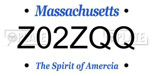 Z02ZQQ Massachusetts License Plate