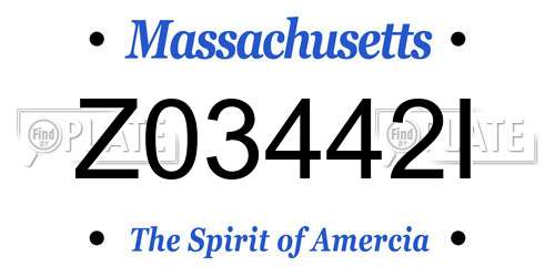 Z03442I Massachusetts License Plate