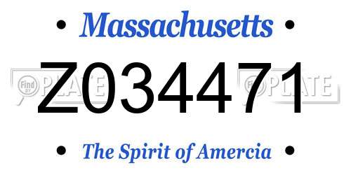 Z034471 Massachusetts License Plate