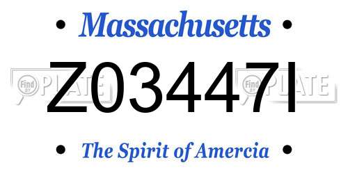 Z03447I Massachusetts License Plate