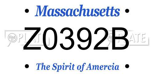 Z0392B Massachusetts License Plate