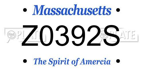 Z0392S Massachusetts License Plate