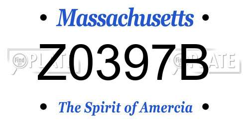 Z0397B Massachusetts License Plate