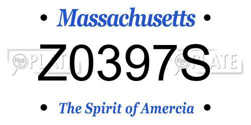 Z0397S Massachusetts License Plate