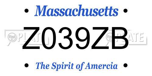 Z039ZB Massachusetts License Plate