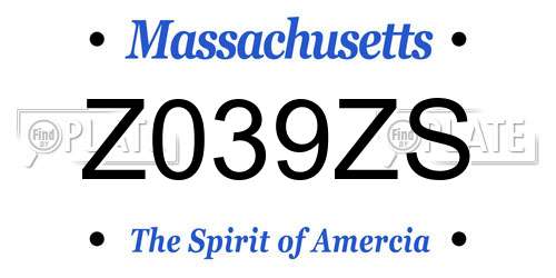 Z039ZS Massachusetts License Plate