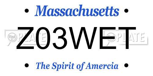 Z03WET Massachusetts License Plate