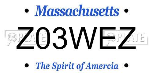 Z03WEZ Massachusetts License Plate