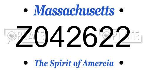 Z042622 Massachusetts License Plate