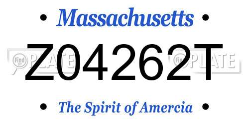 Z04262T Massachusetts License Plate