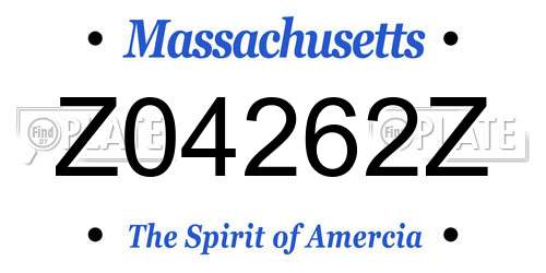 Z04262Z Massachusetts License Plate