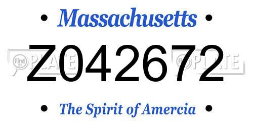 Z042672 Massachusetts License Plate