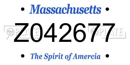 Z042677 Massachusetts License Plate