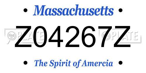 Z04267Z Massachusetts License Plate
