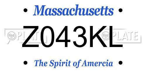 Z043KL Massachusetts License Plate