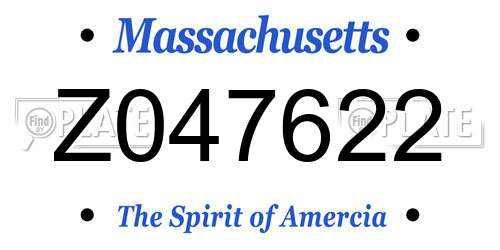Z047622 Massachusetts License Plate
