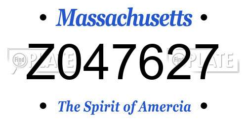 Z047627 Massachusetts License Plate
