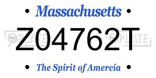 Z04762T Massachusetts License Plate
