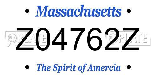 Z04762Z Massachusetts License Plate