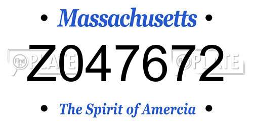 Z047672 Massachusetts License Plate
