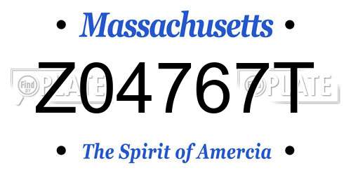Z04767T Massachusetts License Plate
