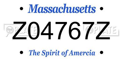 Z04767Z Massachusetts License Plate