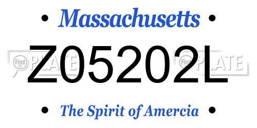 Z05202L Massachusetts License Plate