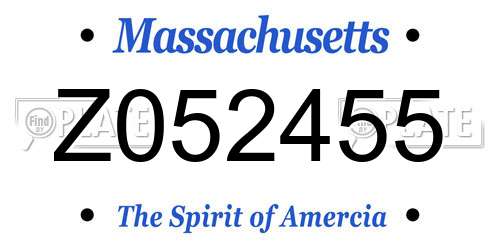 Z052455 Massachusetts License Plate