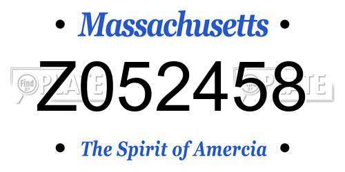 Z052458 Massachusetts License Plate