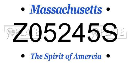 Z05245S Massachusetts License Plate