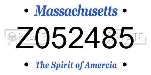 Z052485 Massachusetts License Plate