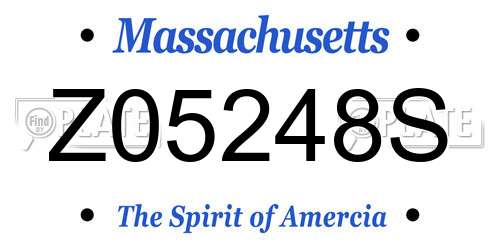 Z05248S Massachusetts License Plate