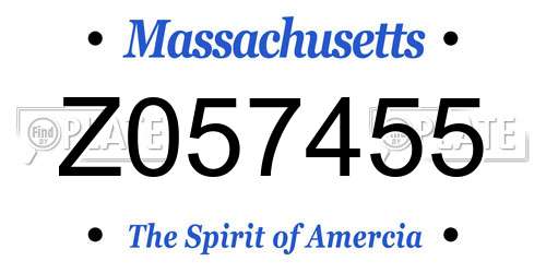 Z057455 Massachusetts License Plate