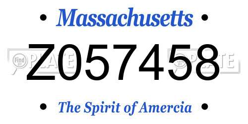 Z057458 Massachusetts License Plate