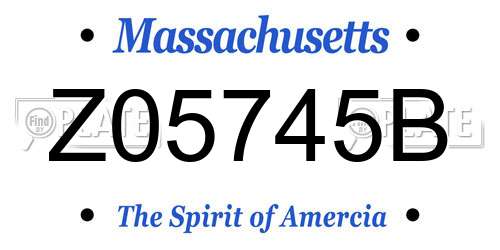 Z05745B Massachusetts License Plate