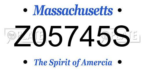 Z05745S Massachusetts License Plate