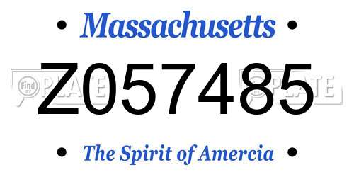 Z057485 Massachusetts License Plate