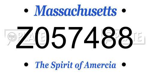 Z057488 Massachusetts License Plate