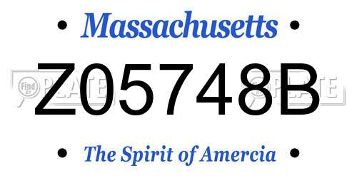 Z05748B Massachusetts License Plate