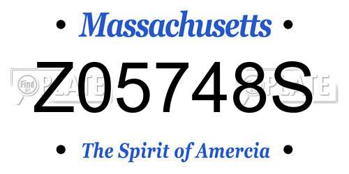 Z05748S Massachusetts License Plate